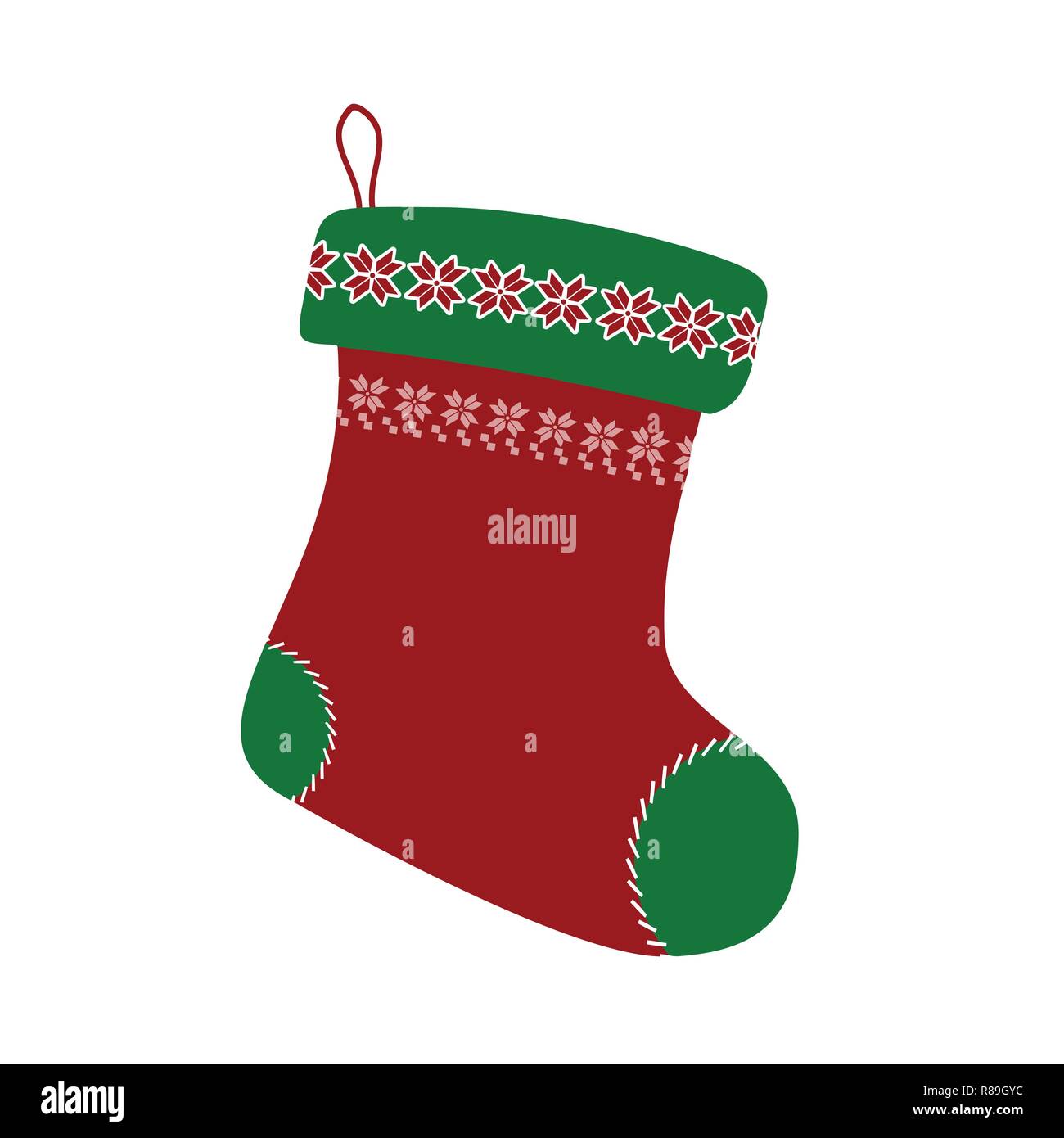 Christmas stocking on white backgound, vector illustration Stock Vector ...