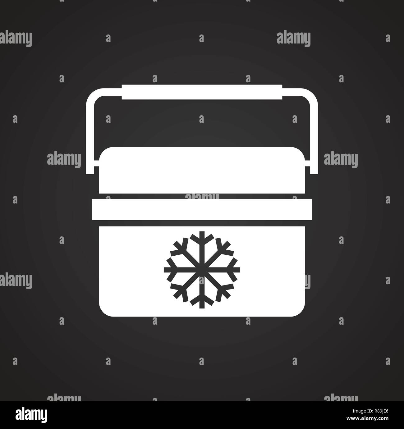 Camping cooler icon on black background for graphic and web design, Modern simple vector sign. Internet concept. Trendy symbol for website design web button or mobile app. Stock Vector