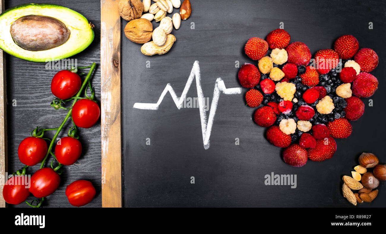 Healthy eating and heart health concept with a heart shaped with