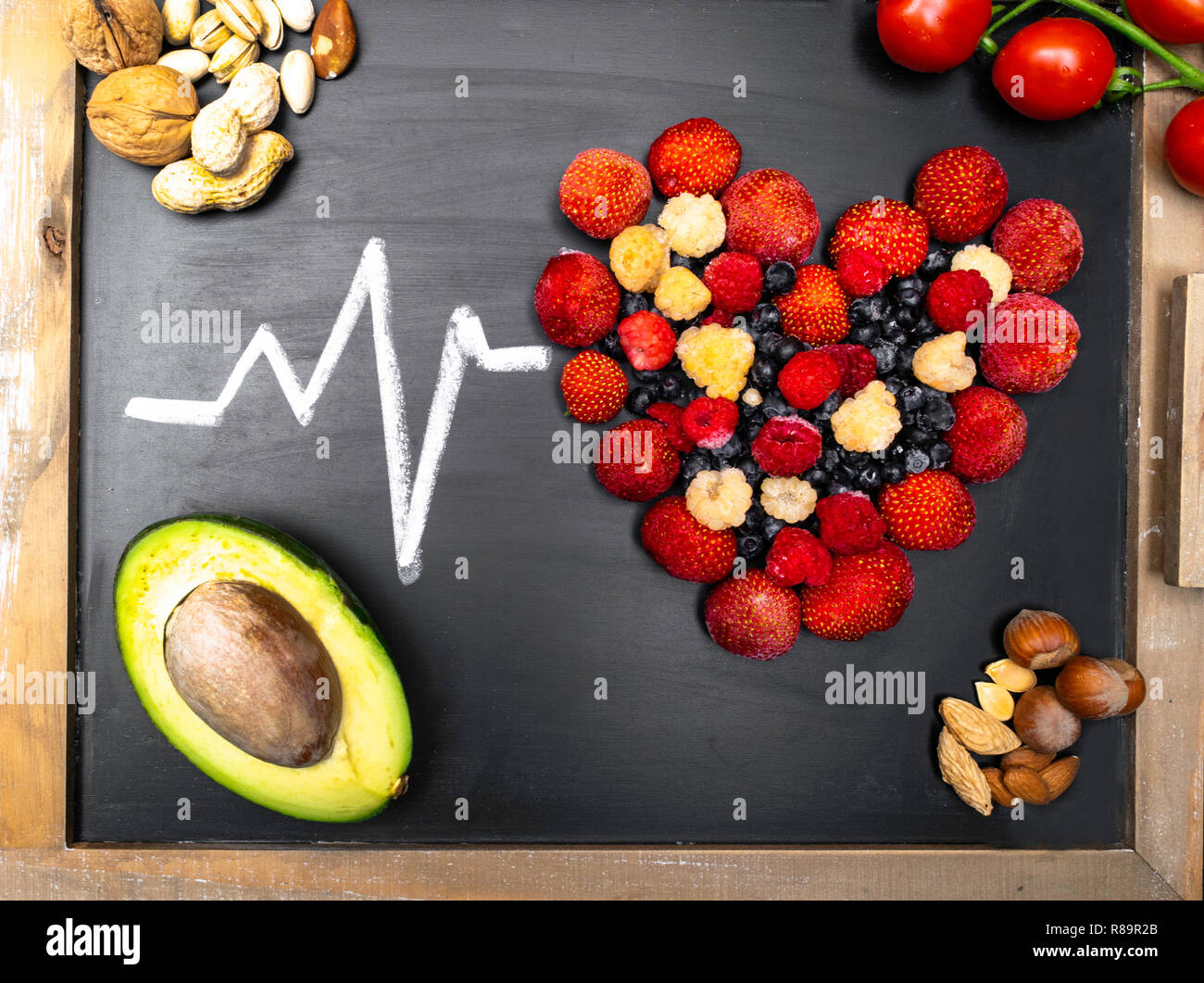 Healthy eating and heart health concept with a heart shaped with