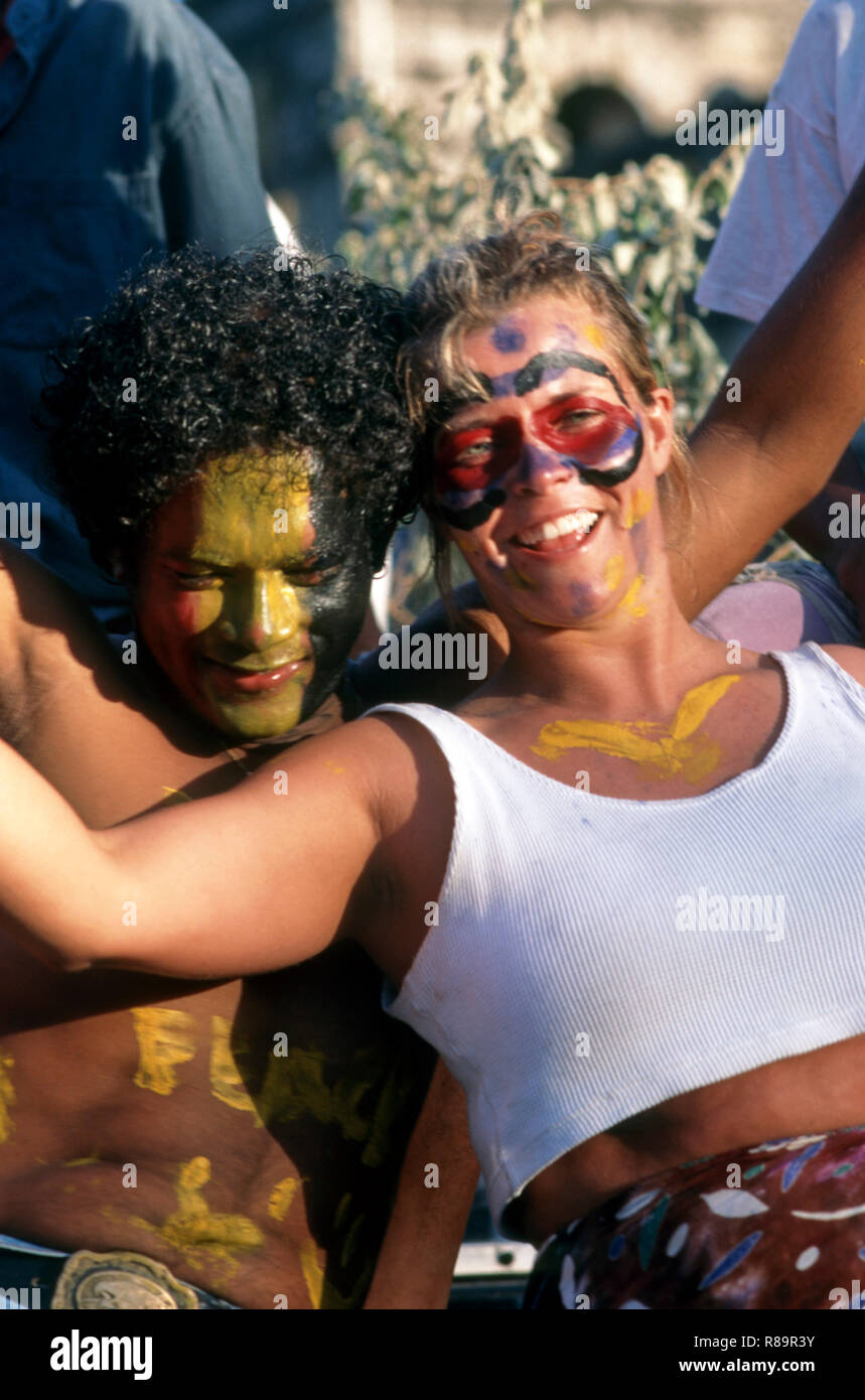 man and woman dancing in carnival festival, Goa, India Stock Photo