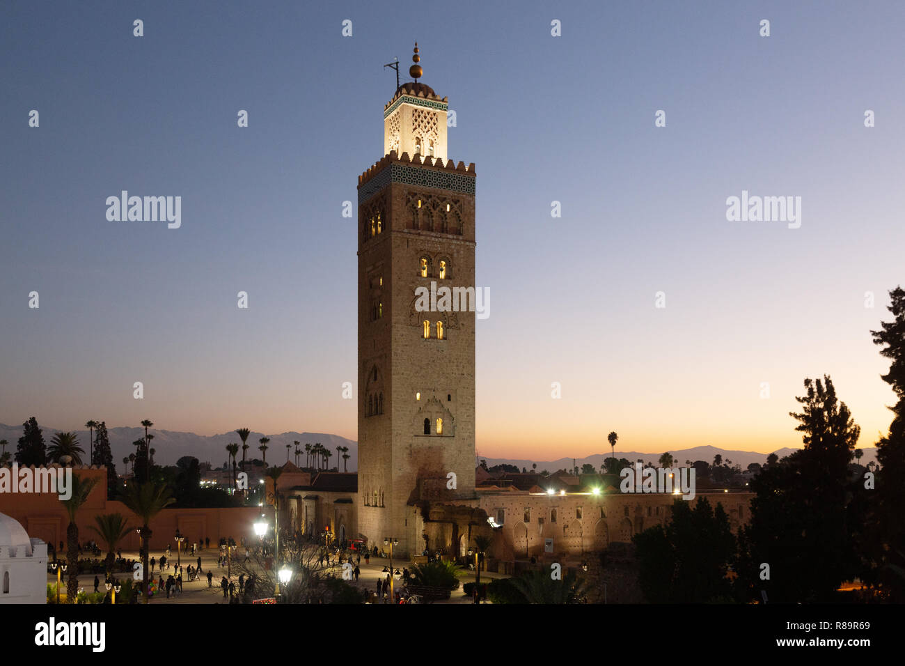 Koutoubia Mosque Marrakech Morocco, at sunset, Marrakesh Morocco North Africa Stock Photo