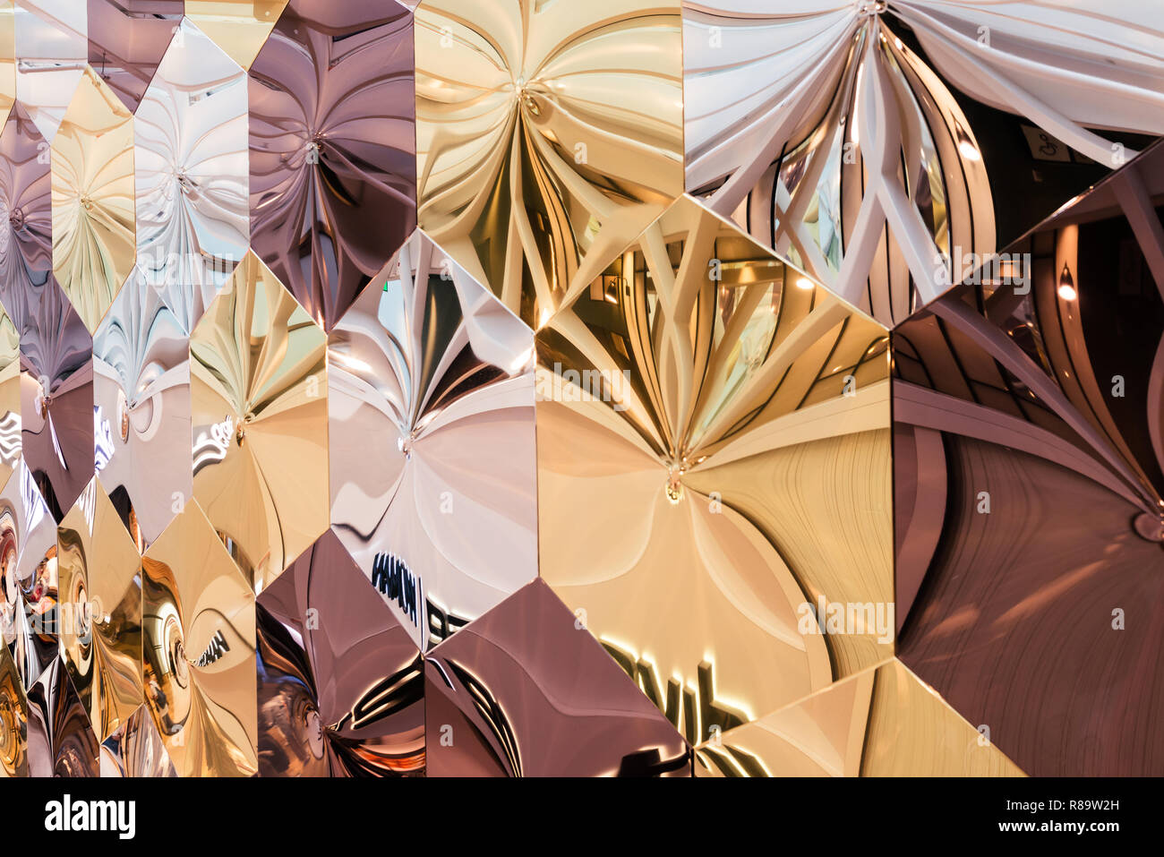 hexagonal abstract christmas light texture background Stock Photo