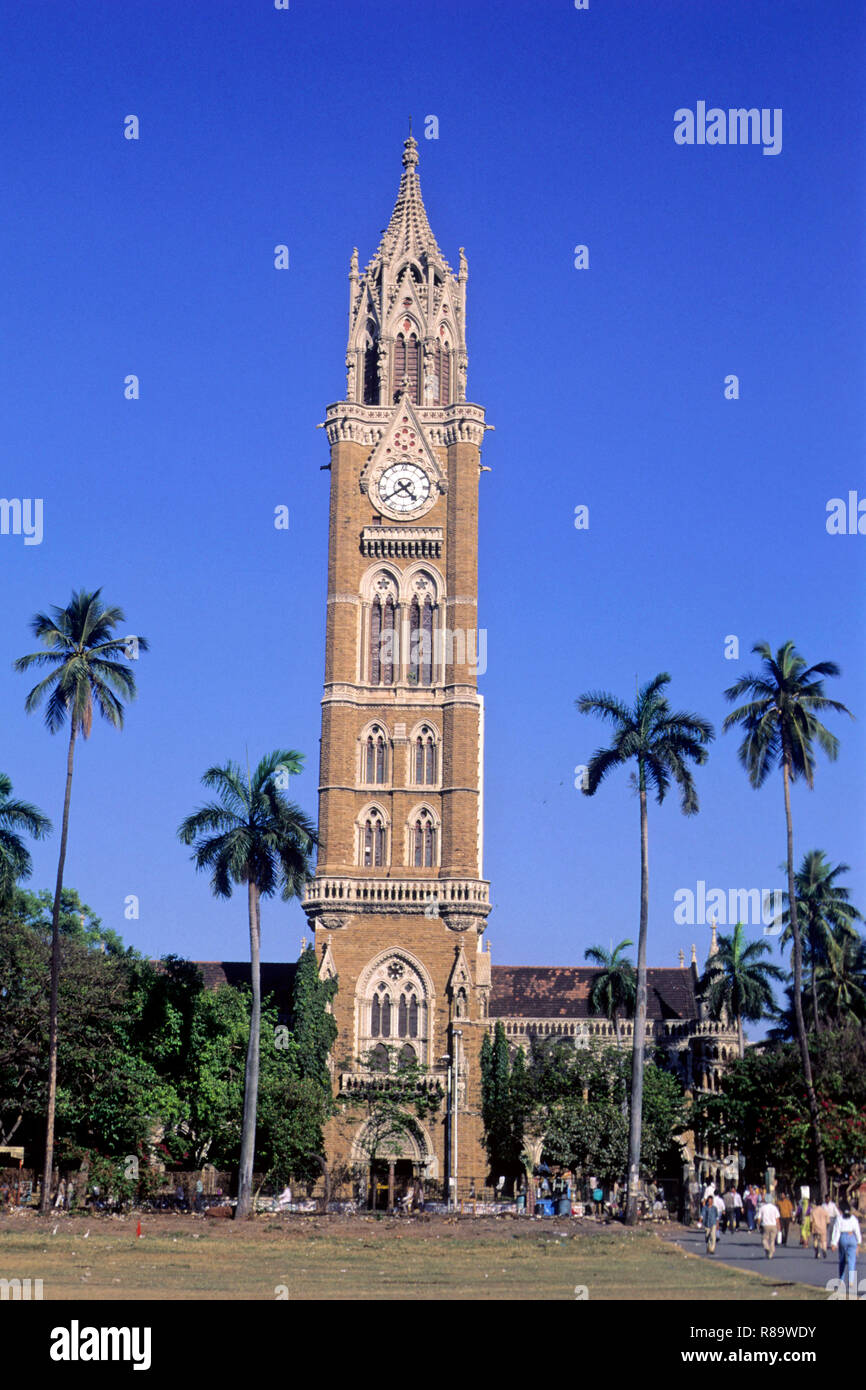 Rajabhai Tower Oval Maidan, Churchgate, Bombay Mumbai, Maharashtra, India Stock Photo