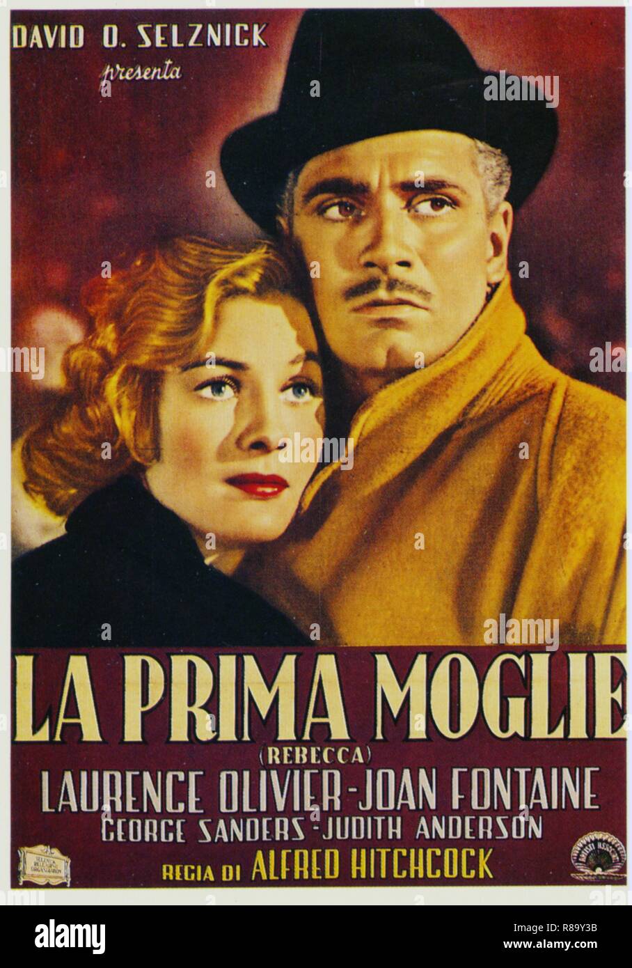 Rebecca Year : 1940 USA Director : Alfred Hitchcock Laurence Olivier, Joan Fontaine  Poster (It) Stock Photo