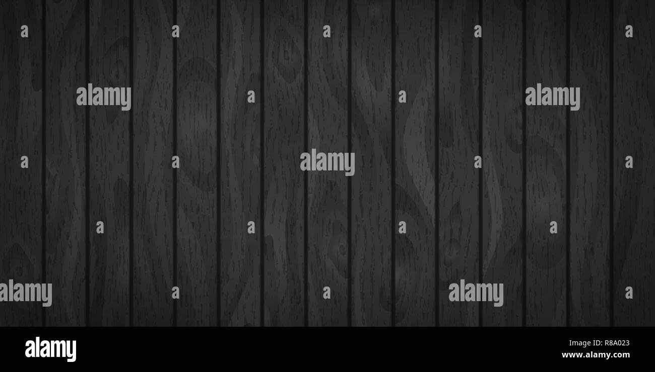 Black realistic wooden boards with texture Stock Vector