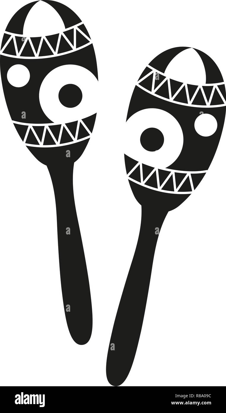 Black and white maracas silhouette. Stock Vector