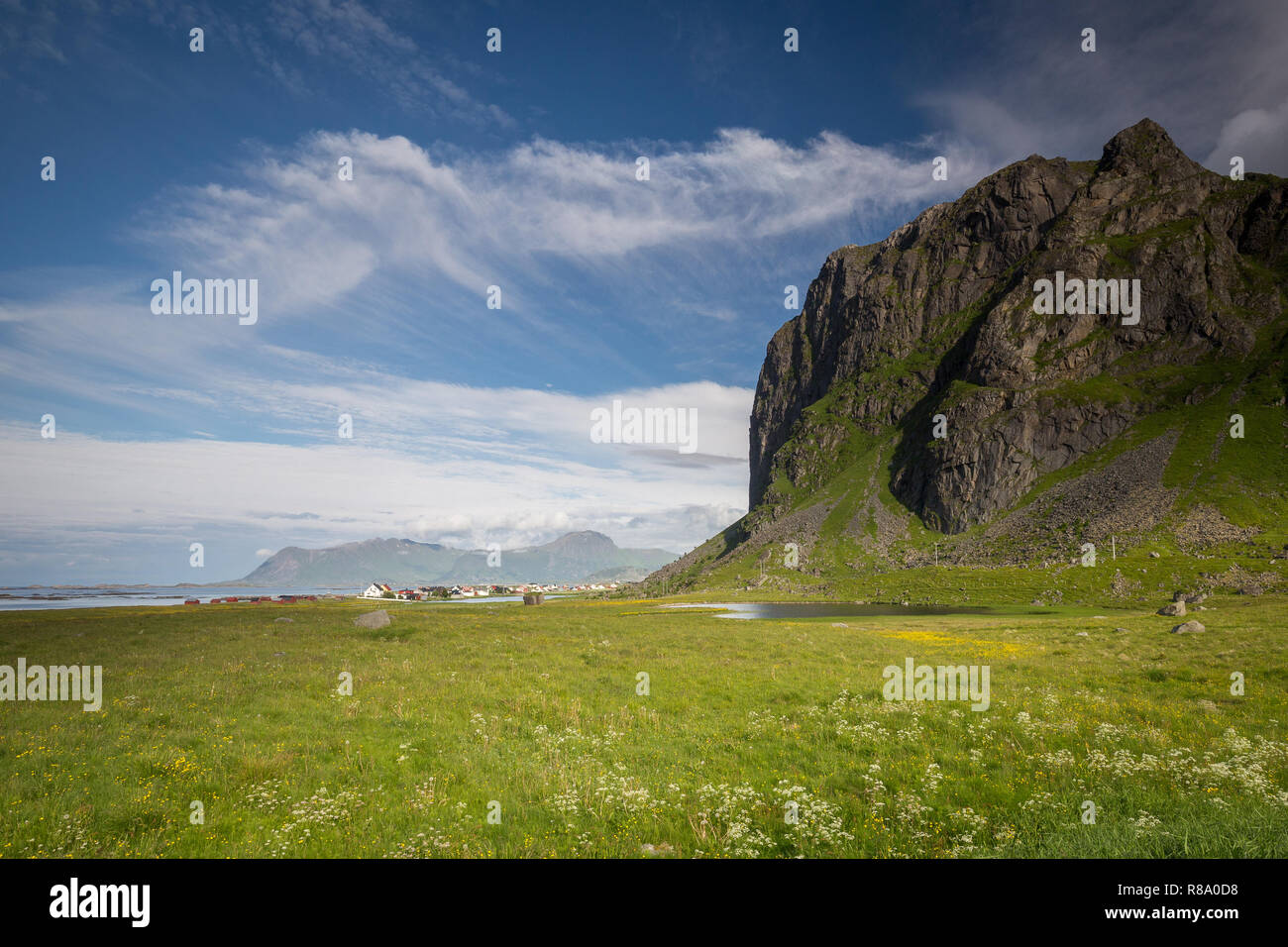 Beautiful landscape of Eggum area in Lofoten islands. Summertime in Norway. Stock Photo