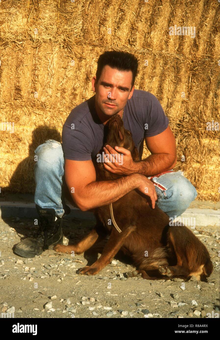 LOS ANGELES, CA - APRIL 14: (EXCLUSIVE) Actor Trevor Goddard poses at an exclusive photo shoot on April 14, 1993 in the Mojave Desert in Los Angeles, California. Photo by Barry King/Alamy Stock Photo Stock Photo