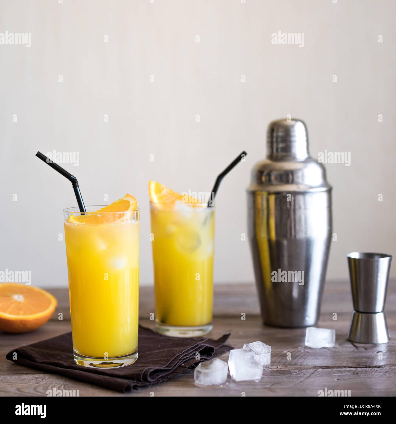 Vodka Orange Juice Screwdriver Cocktail. Homemade classic screwdriver