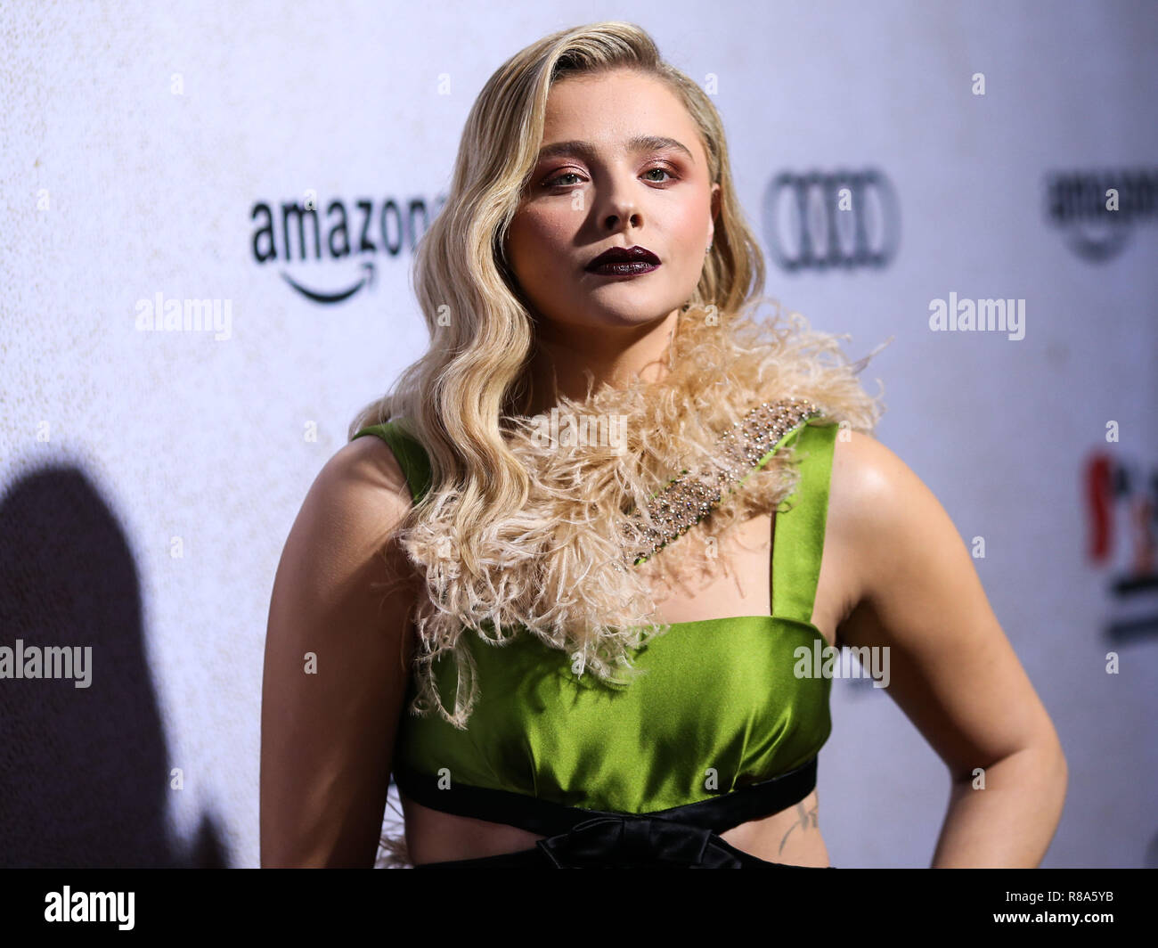HOLLYWOOD, LOS ANGELES, CA, USA - OCTOBER 24: Actress Chloe Grace Moretz wearing a Miu Miu dress arrives at the Los Angeles Premiere Of Amazon Studio's 'Suspiria' held at the ArcLight Cinerama Dome on October 24, 2018 in Hollywood, Los Angeles, California, United States. (Photo by Xavier Collin/Image Press Agency) Stock Photo