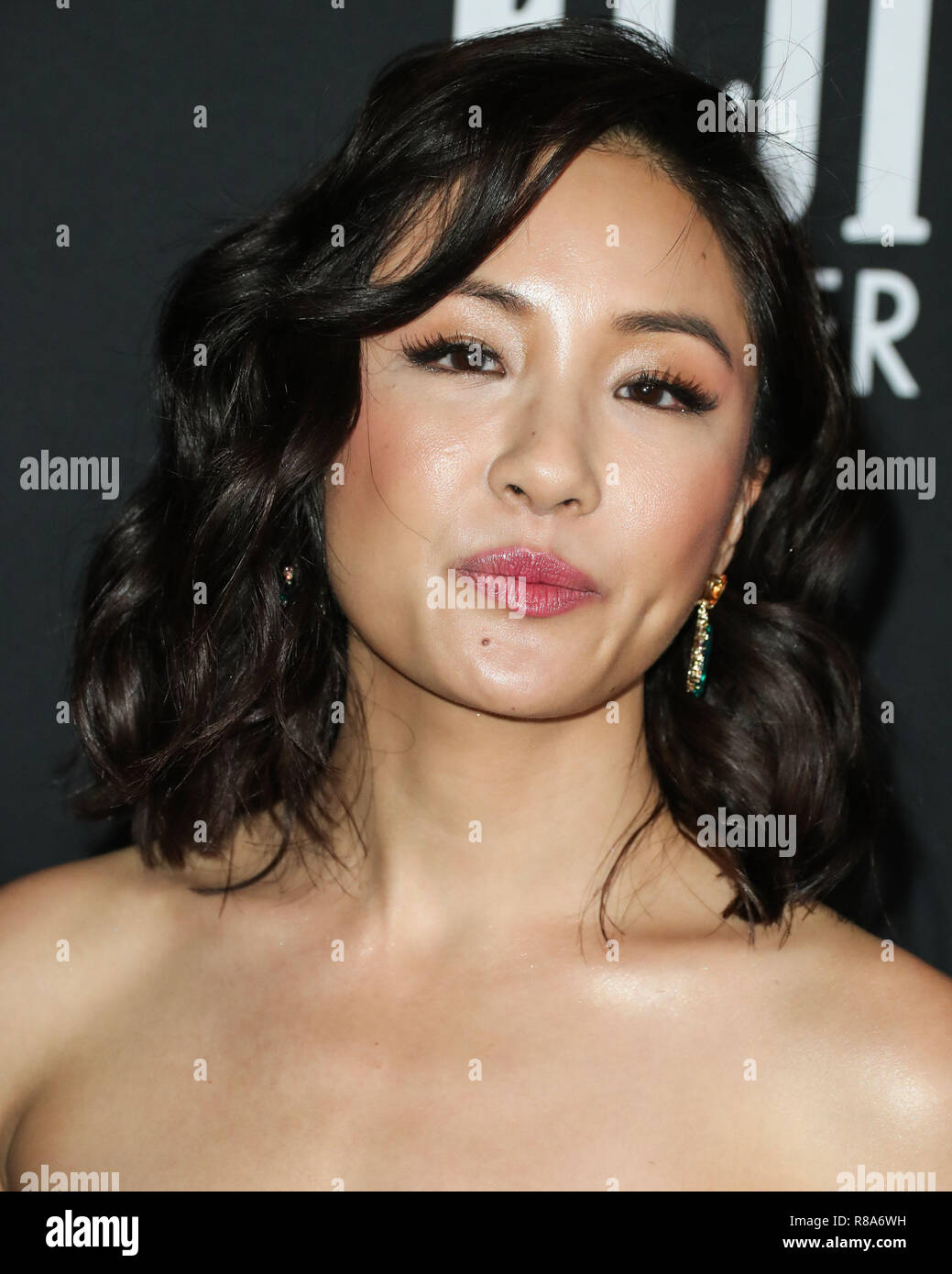 LOS ANGELES, CA, USA - OCTOBER 22: Actress Constance Wu wearing a Brock Collection dress and Anabela Chan earrings arrives at the InStyle Awards 2018 held at the Getty Center on October 22, 2018 in Los Angeles, California, United States. (Photo by Xavier Collin/Image Press Agency) Stock Photo