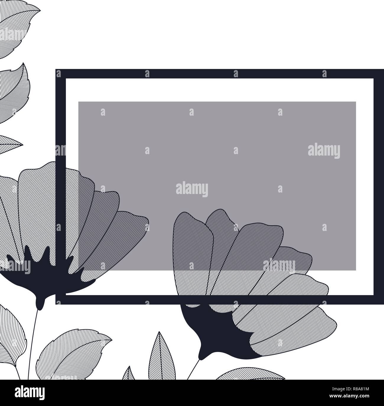 flowers with leaves and square icon Stock Vector Image & Art - Alamy