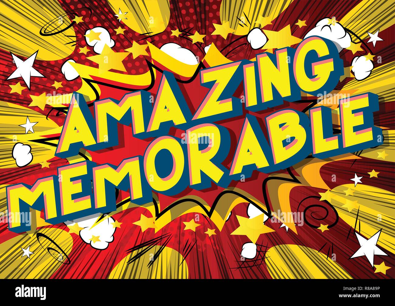 Amazing Memorable Vector Illustrated Comic Book Style Phrase On Abstract Background Stock 7239