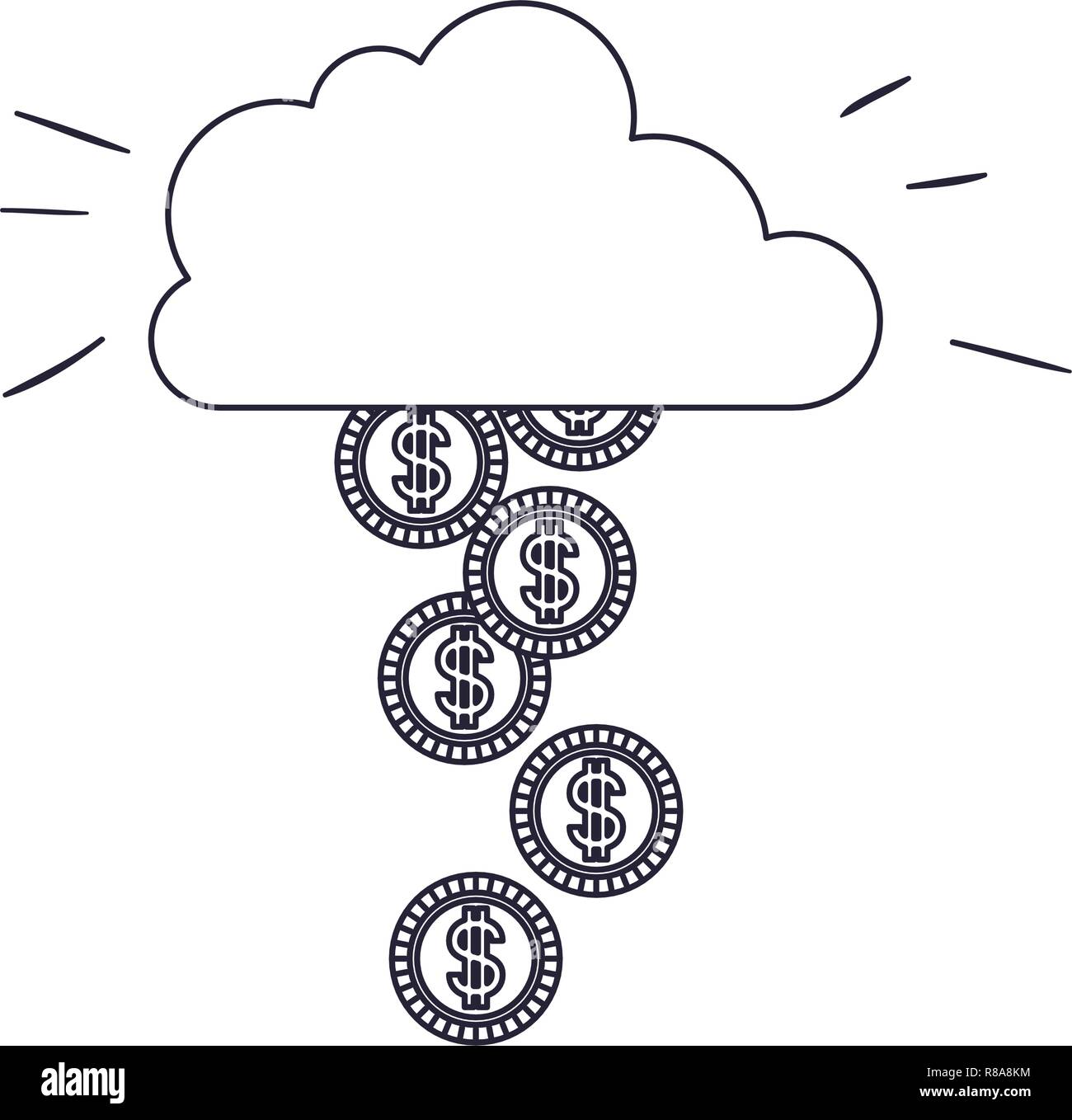 cloud with rain of coins isolated icon Stock Vector Image & Art - Alamy