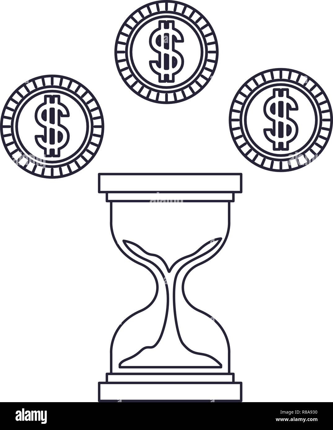 hourglass with coins isolated icon Stock Vector Image & Art - Alamy