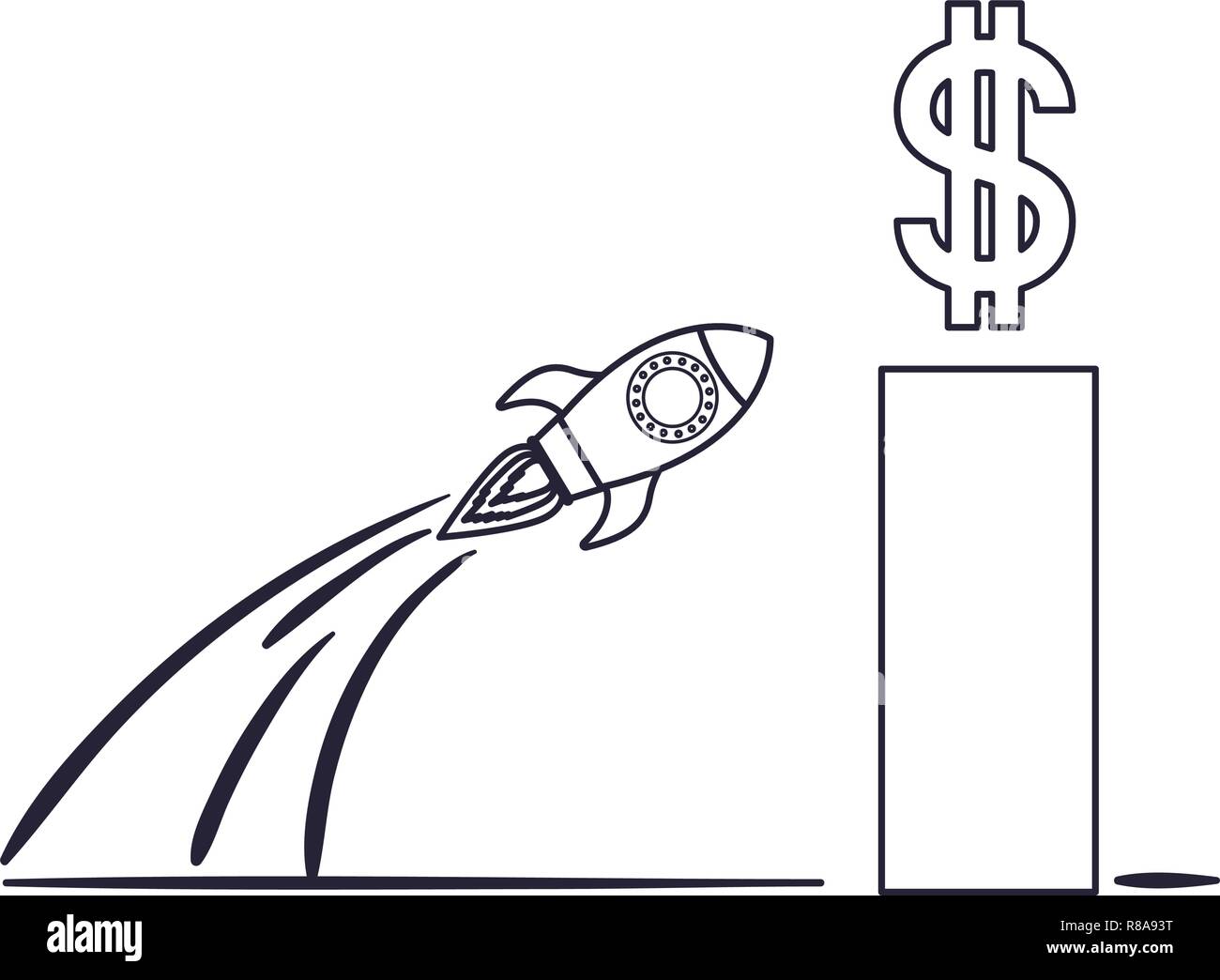 bar graph with rocket isolated icon Stock Vector Image & Art - Alamy