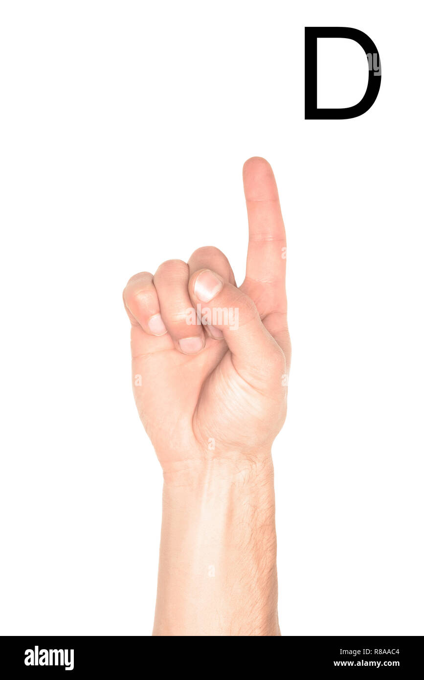 Hand sign language alphabet d hires stock photography and images Alamy