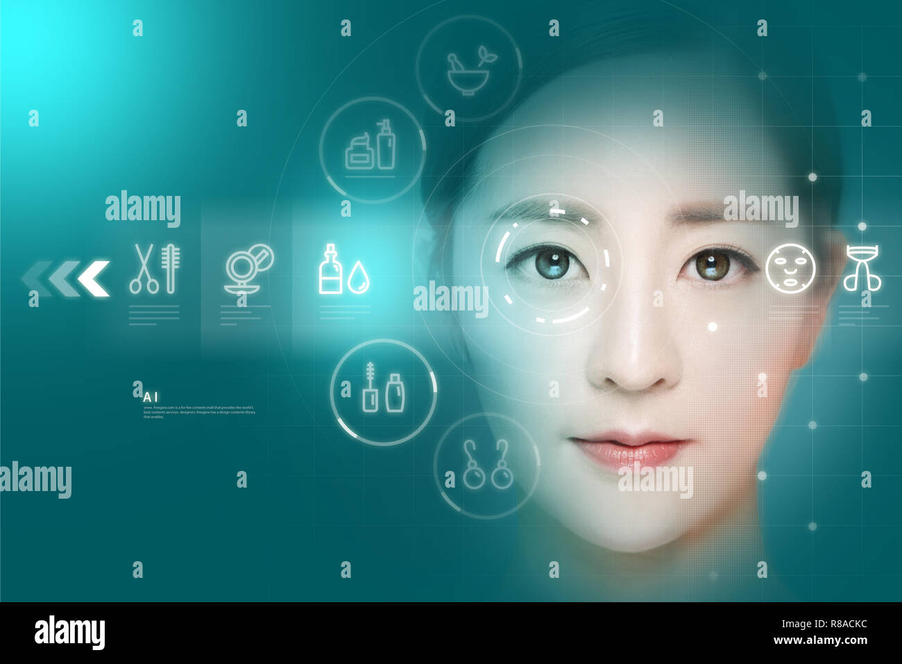 Artificial intelligence concept, Man and woman with future high tech smart glasses. 004 Stock Photo