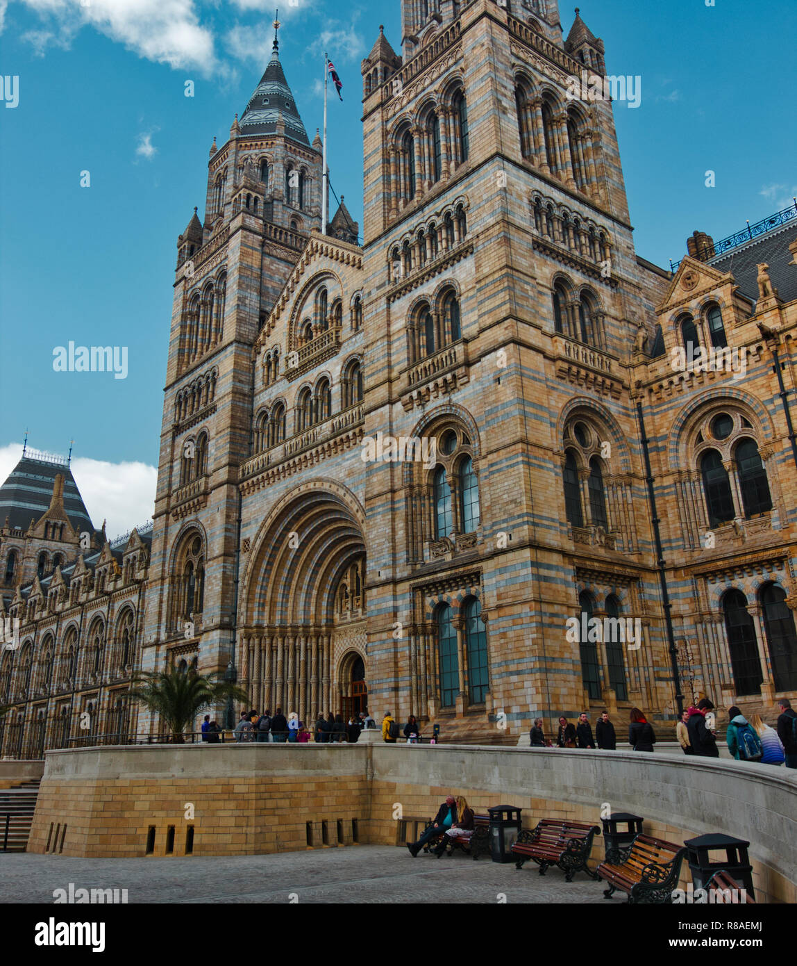 Tourists arriving and leaving the Natural History Museum, South Kensington, London, England Stock Photo
