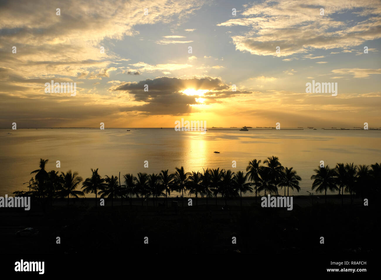 View of Roxas Boulevard a popular waterfront promenade which runs along