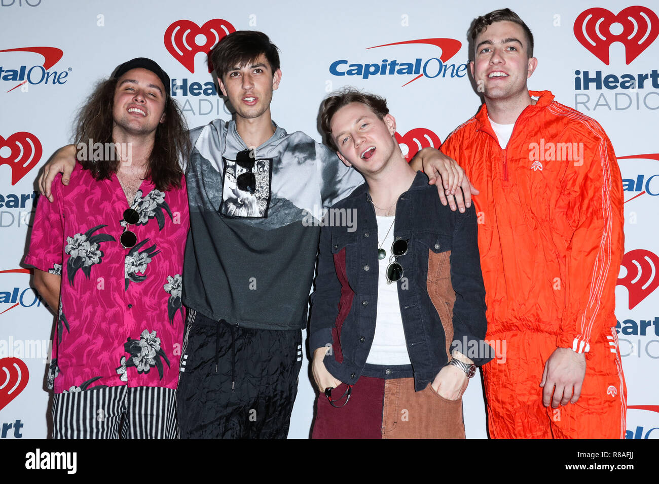 LAS VEGAS, NV, USA - SEPTEMBER 21: Sam Thomson, Shaan Singh, Matt Beachen, Ben O'Leary, Drax Project in the press room during the 2018 iHeartRadio Music Festival - Night 1 held at T-Mobile Arena on September 21, 2018 in Las Vegas, Nevada, United States. (Photo by Xavier Collin/Image Press Agency) Stock Photo