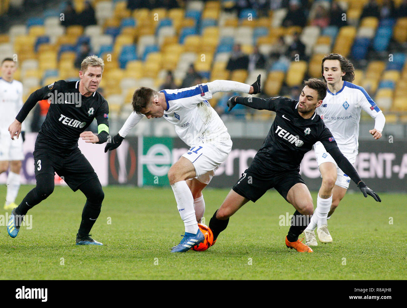 Artem Besedin L Of Dynamo And David Hovorka R Of Jablonec Are Seen In Action During The Uefa Europa League Group K Soccer Match Between Fc Dynamo Kiev And Fk
