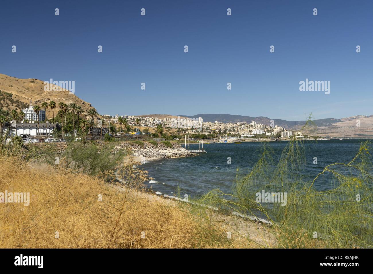 Tiberias, Israel. 28th Oct, 2018. View over the Sea of Galilee to the city of Tiberias in Northern Israel. Tiberias (about 42.000 inhabitants) belongs to the four holy cities in Judaism (with Jerusalem, Hebron and Safed). (28 October 2018) | usage worldwide Credit: dpa/Alamy Live News Stock Photo