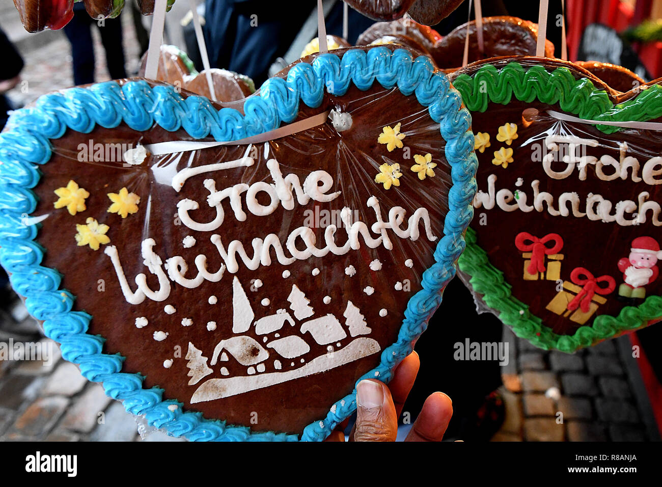 Copenhagen Denmark 14th Dec 2018 Gingerbread Cookies With Festive Messages At Christmas Market On Hojbrogade In