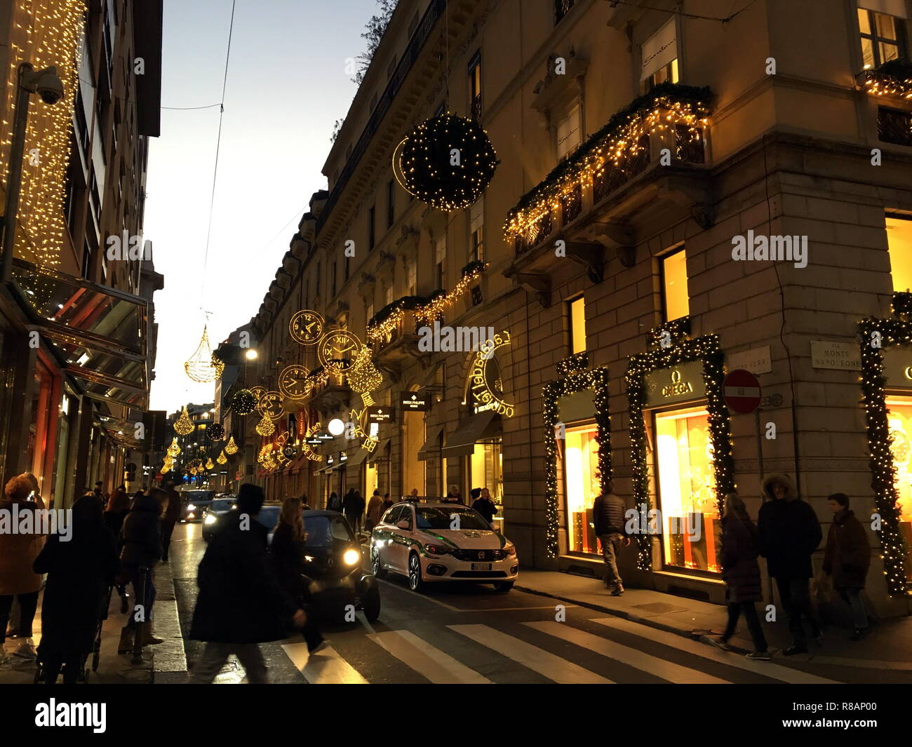 Milan, Christmas lights and decorations in the streets of the fashion