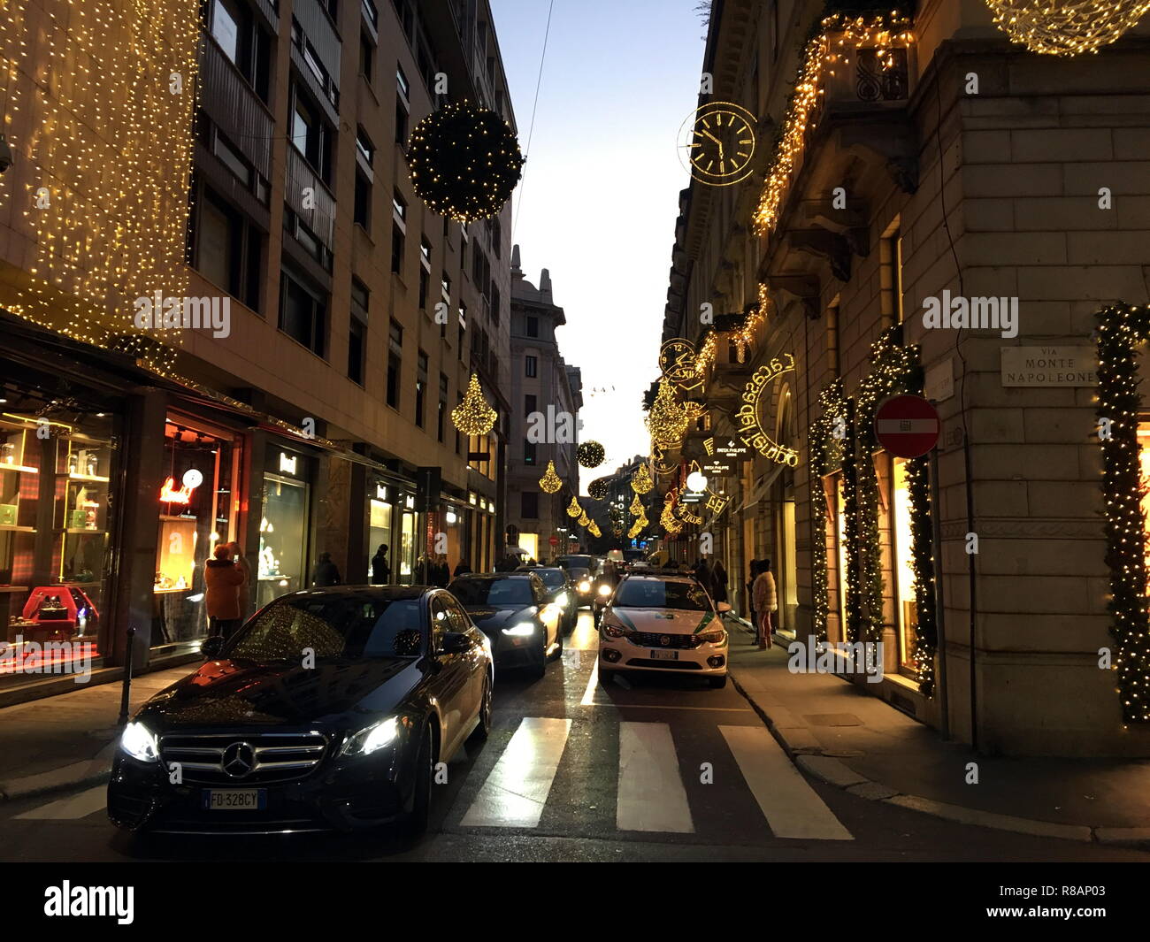 Milan, Christmas lights and decorations in the streets of the fashion