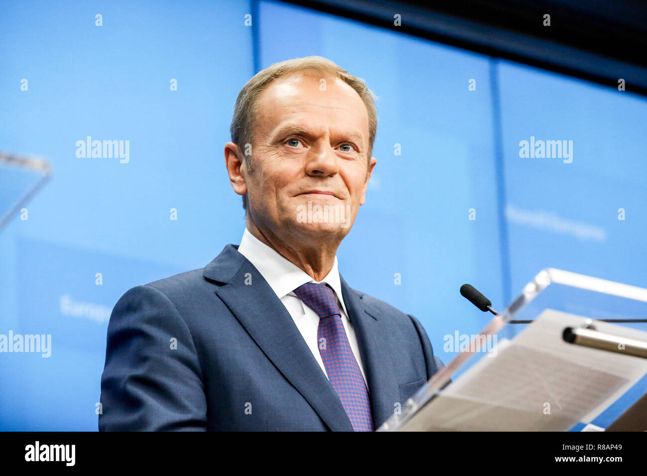 Brussels, Belgium. 14th Dec 2018. Donald Tusk, President of the European Council  during a press conference during European Council Summit in Brussels, Belgium on December 14, 2018. Credit: Michal Busko/Alamy Live News Stock Photo