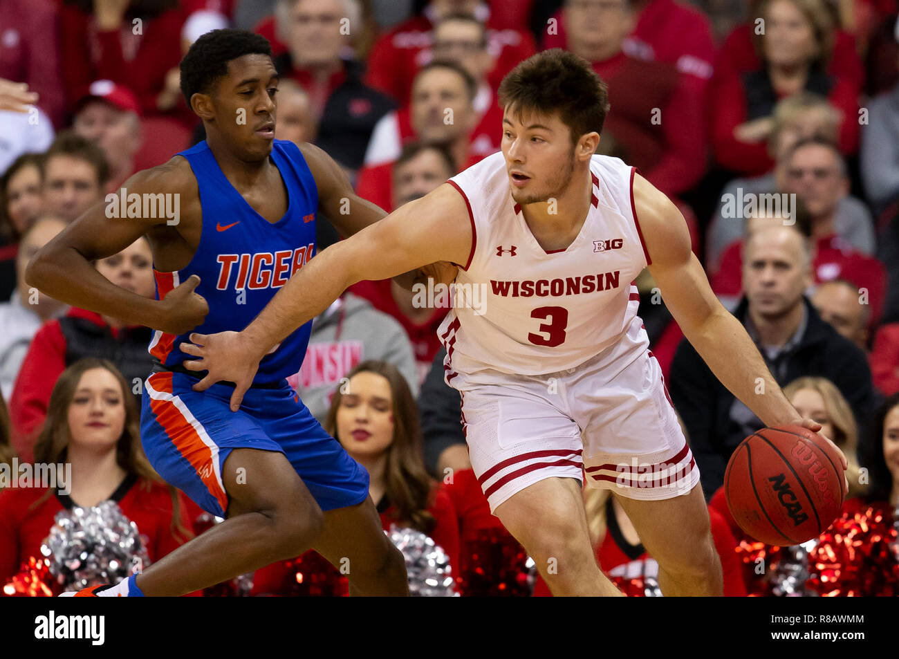 Madison, WI, USA. 13th Dec, 2018. Wisconsin Badgers guard Walt McGrory #3 in action during the NCAA Basketball game between the Savannah State Tigers and the Wisconsin Badgers at the Kohl Center in Madison, WI. Badgers defeated the Tigers 101- 60. John Fisher/CSM/Alamy Live News Stock Photo