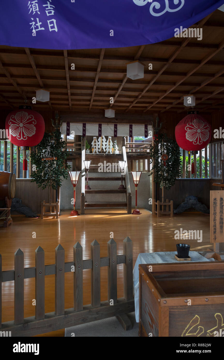 Fukuoka, Japan-October 19, 2018: Interior of the Kushida ninja shrine in Fukuoka, Northern Kyushu, Japan Stock Photo