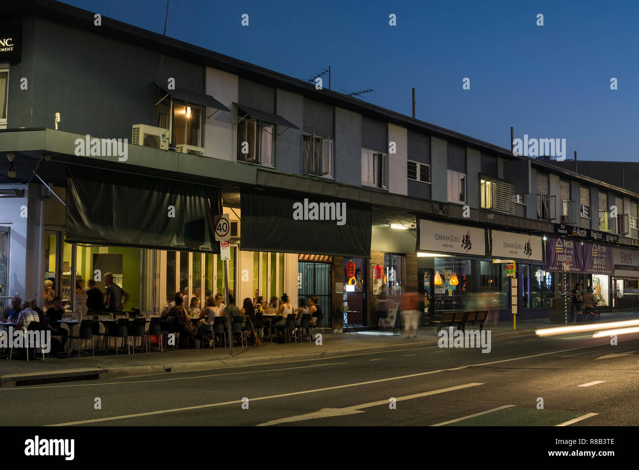 Boundary Street at night, West End, Brisbane, Queensland, Australia Stock Photo