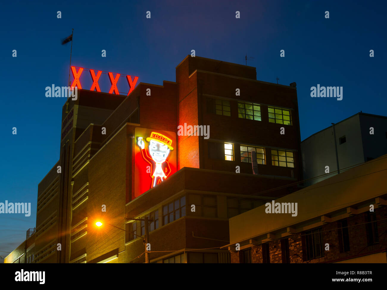 Castlemaine Perkins Brewery at night, Milton, Brisbane, Queensland, Australia Stock Photo