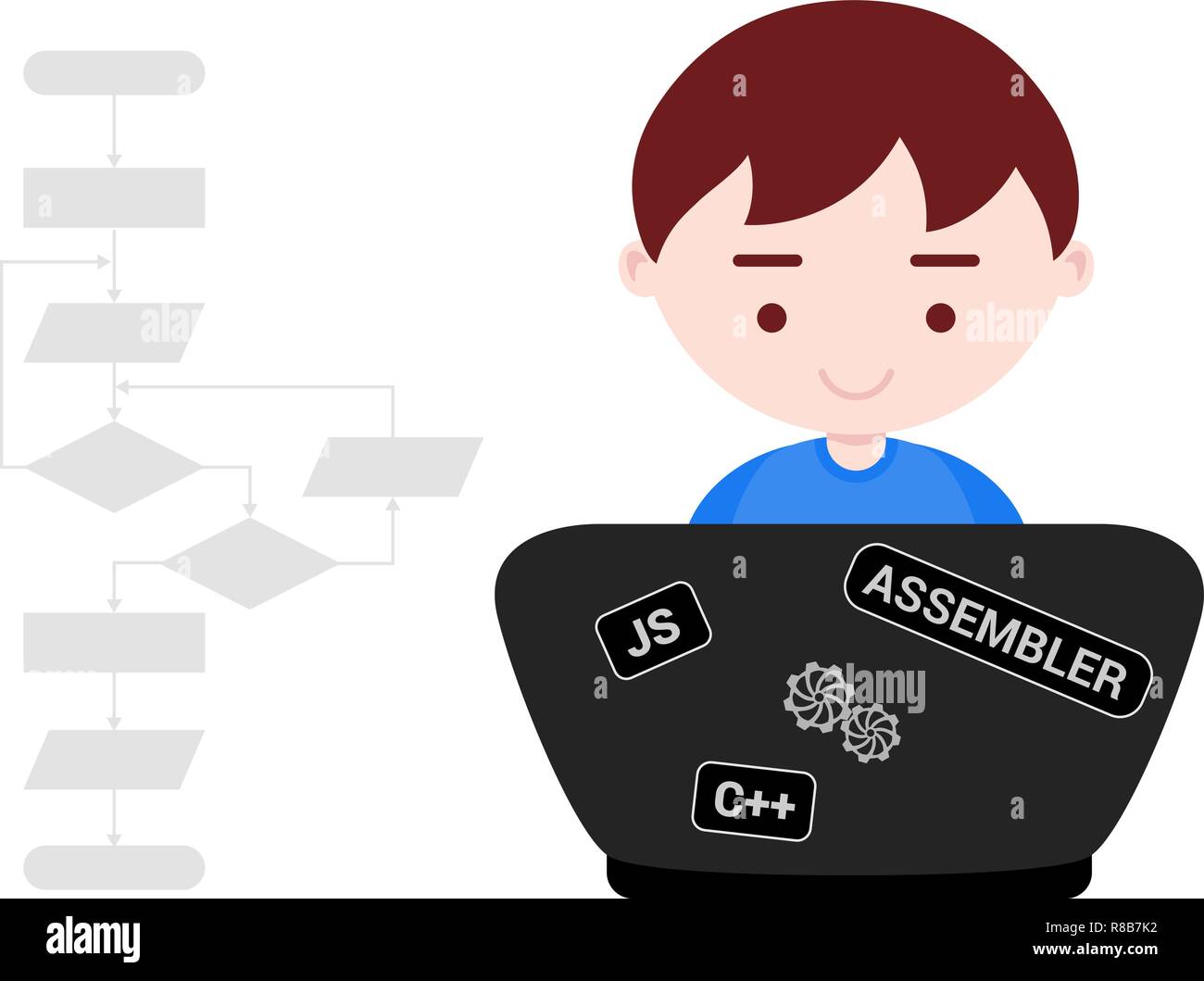 Young boy learns programming Stock Vector Image & Art - Alamy