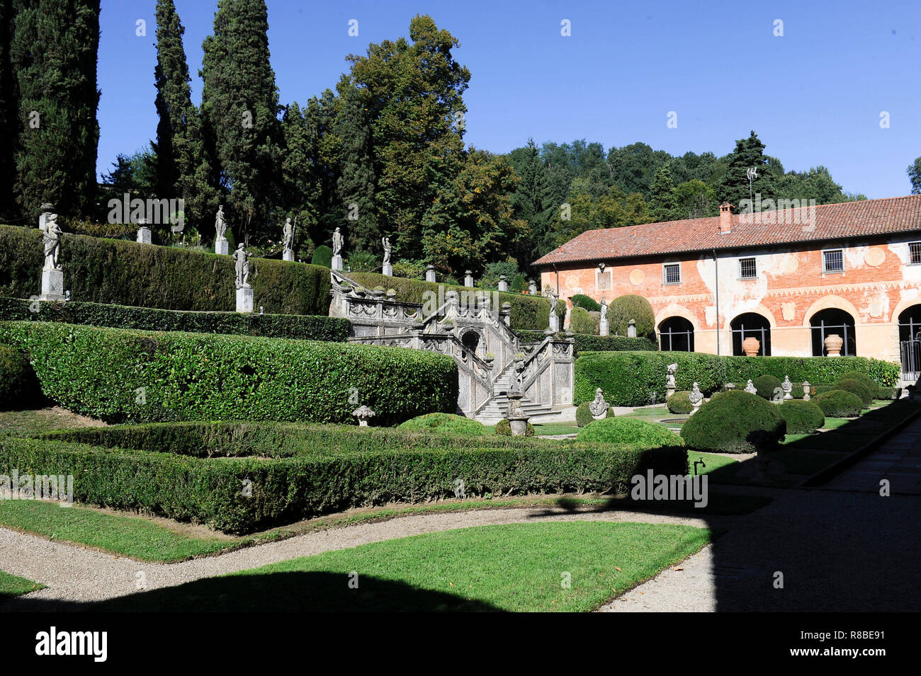 Italy, Lombardy, Lecco, Olgiate Molgora, Somma Picenardi villa in 17th century Barocchetto Lombardo style with English garden and Italian style Stock Photo