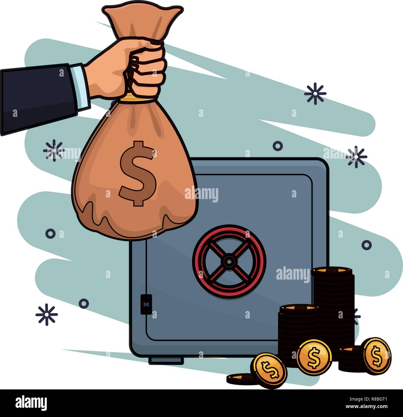 money bag with safe and coins Stock Vector Image & Art - Alamy