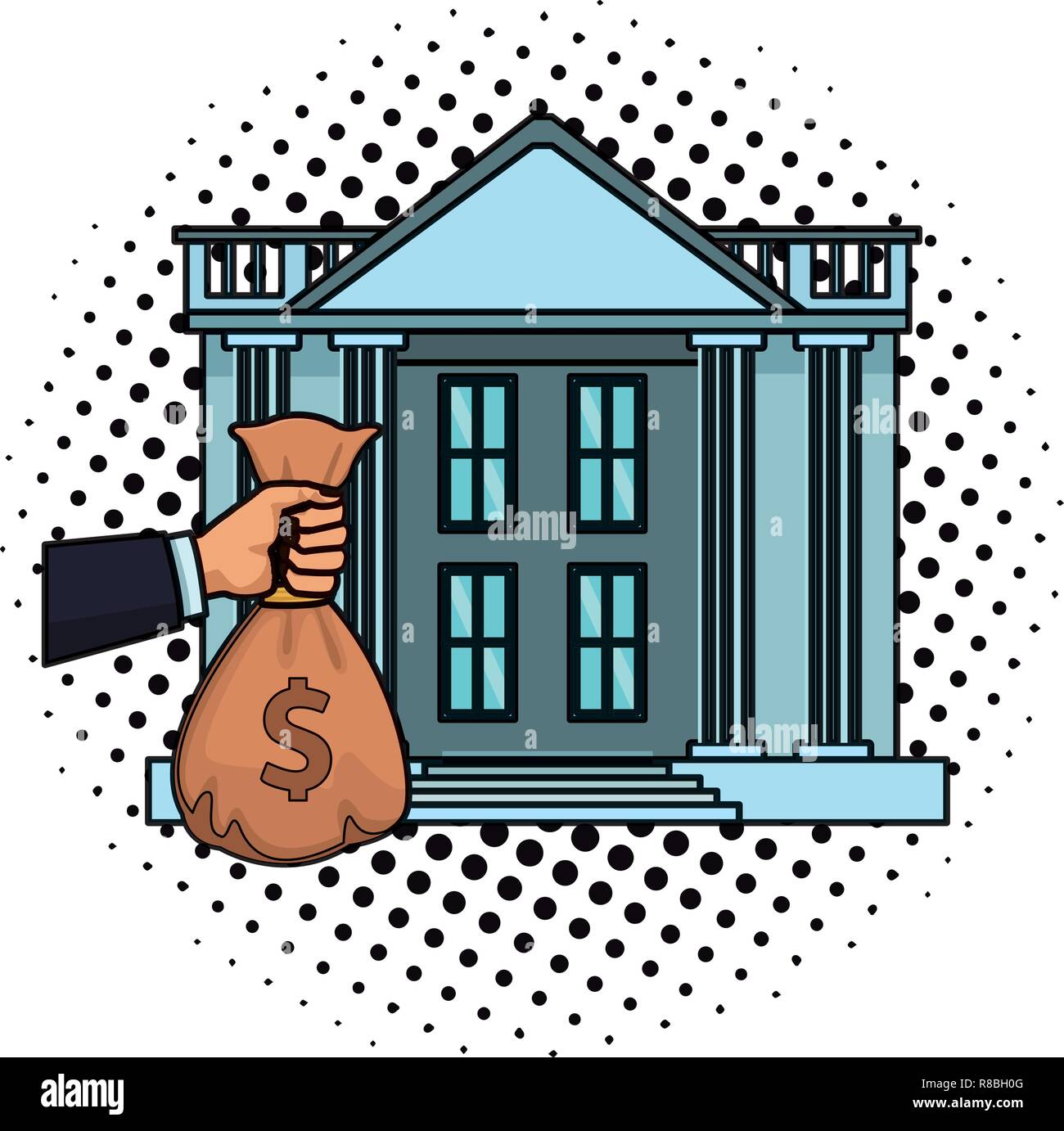 money bag with bank building Stock Vector Image & Art - Alamy
