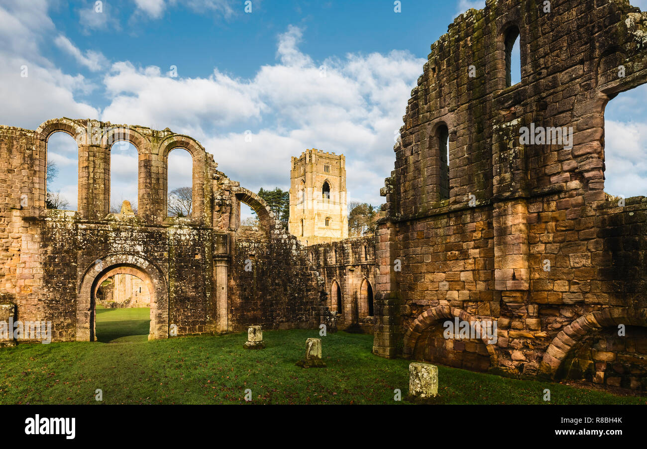 The Ruins Of Fountains Abbey On A Fine Autumn Morning As Viewed From 