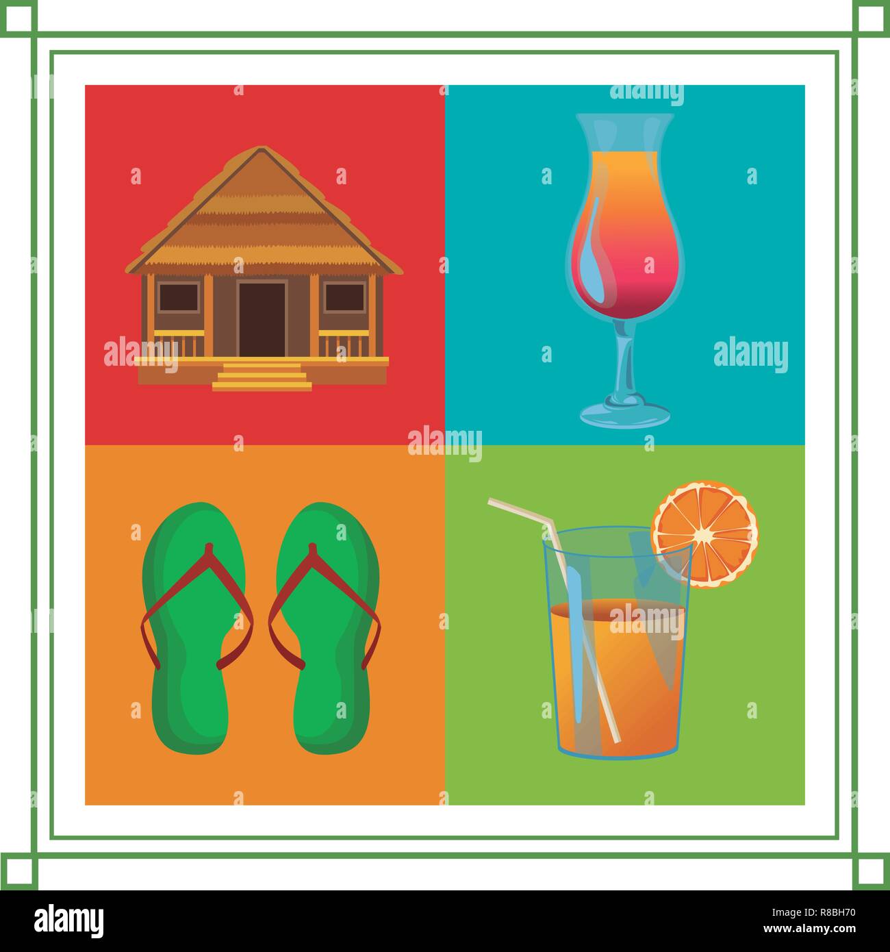 set of beach vacation icon Stock Vector