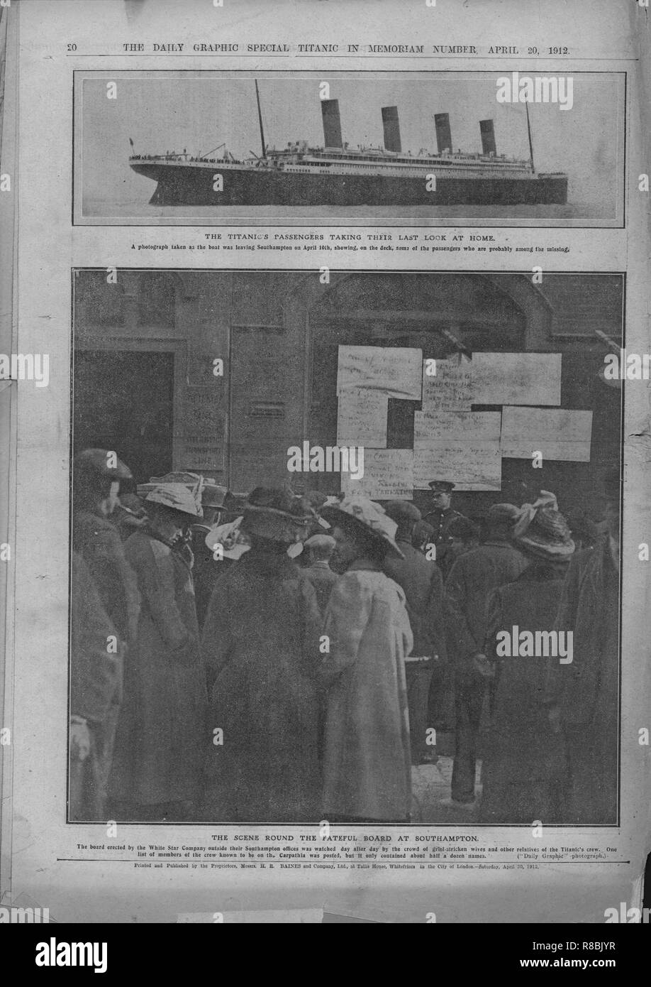 Last Look At Home And The Fateful Board At Southampton April 1912 Creator Unknown Stock Photo Alamy Last Look At Home And The Fateful Board At Southampton April 1912 Creator Unknown Stock Photo Alamy