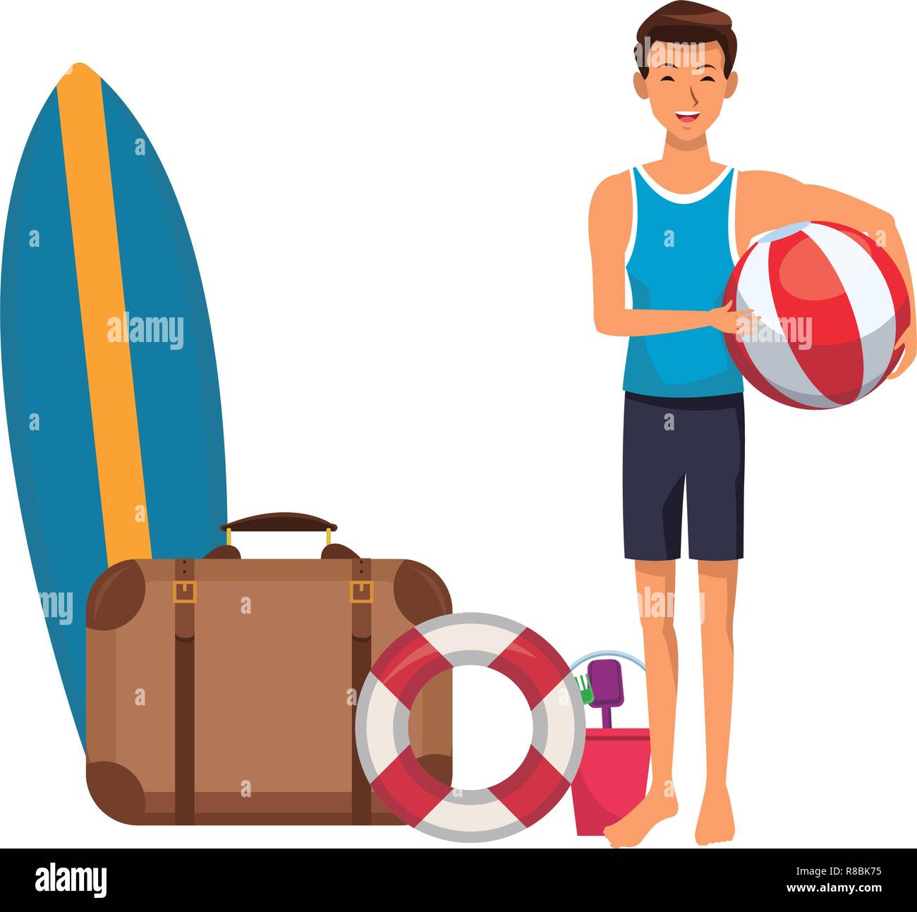 man with beach items Stock Vector