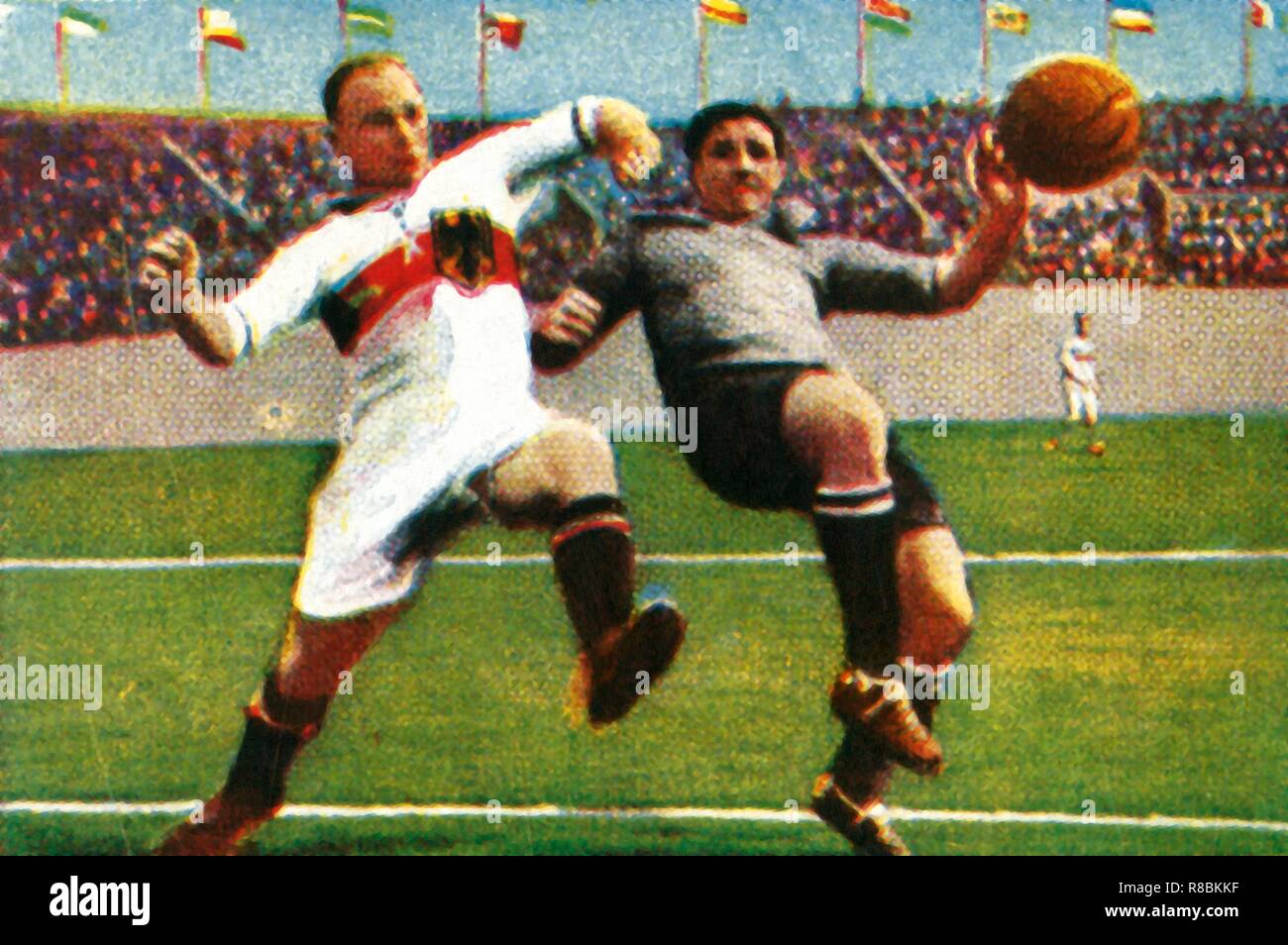 Germany-Uruguay football match, 1928. Creator: Unknown. Stock Photo