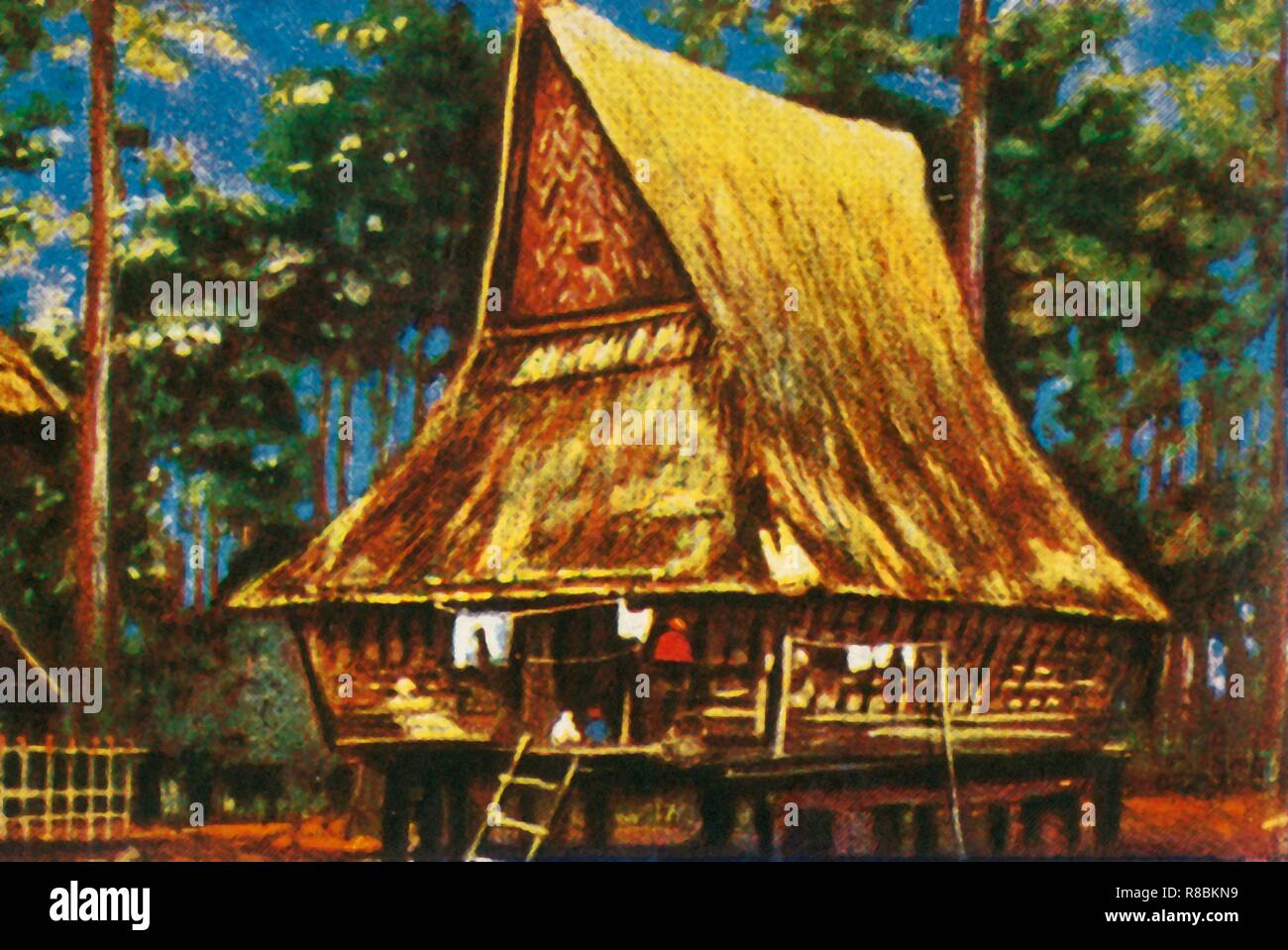 Traditional house on stilts, Sumatra, c1928. Creator: Unknown. Stock Photo