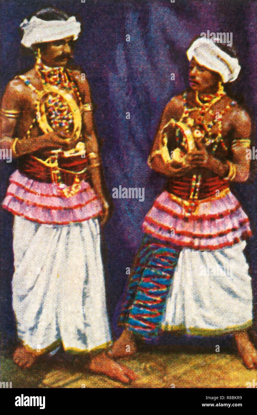 Sinhalese devil dancers from Ceylon, c1928. Creator: Unknown. Stock Photo