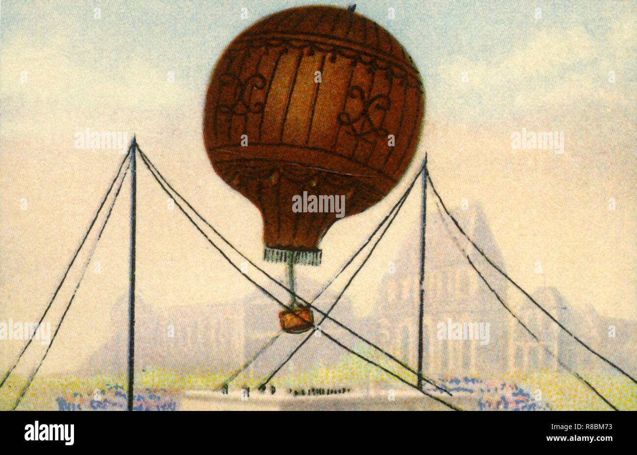 Launch of the Montgolfier Brothers' balloon, June 1783, (1932). Creator: Unknown. Stock Photo