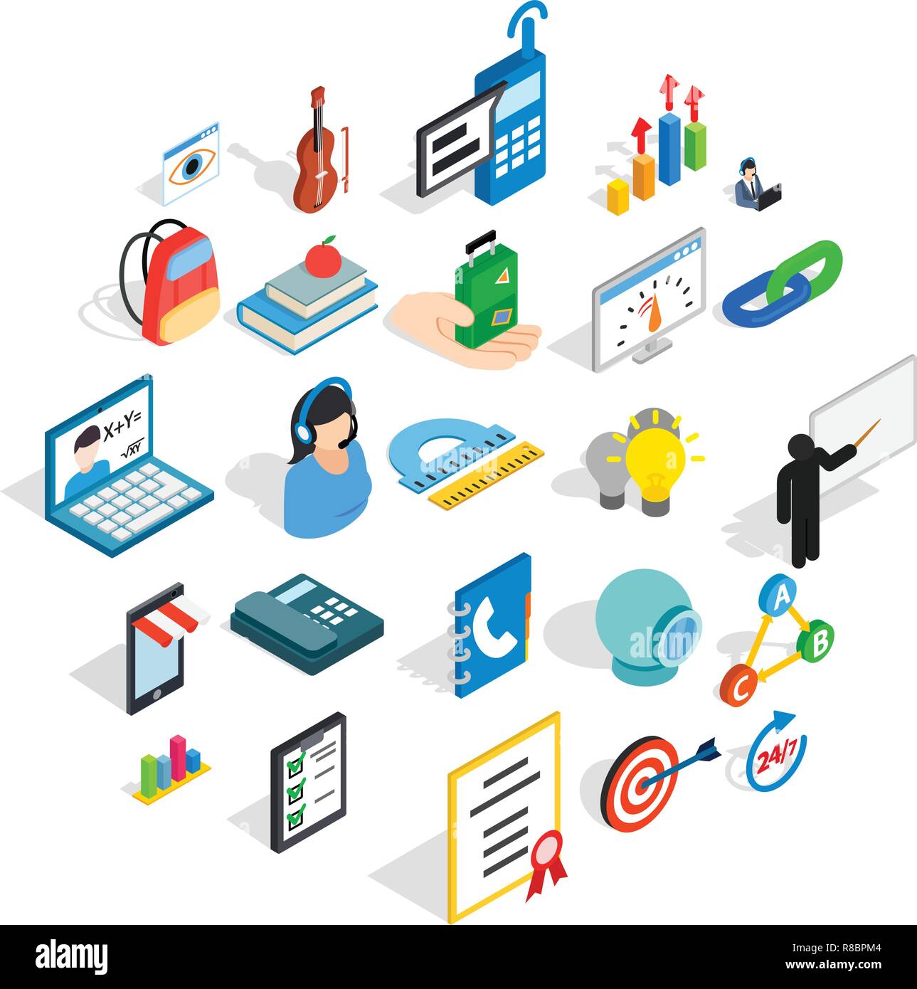 Training courses icons set, isometric style Stock Vector Image & Art ...