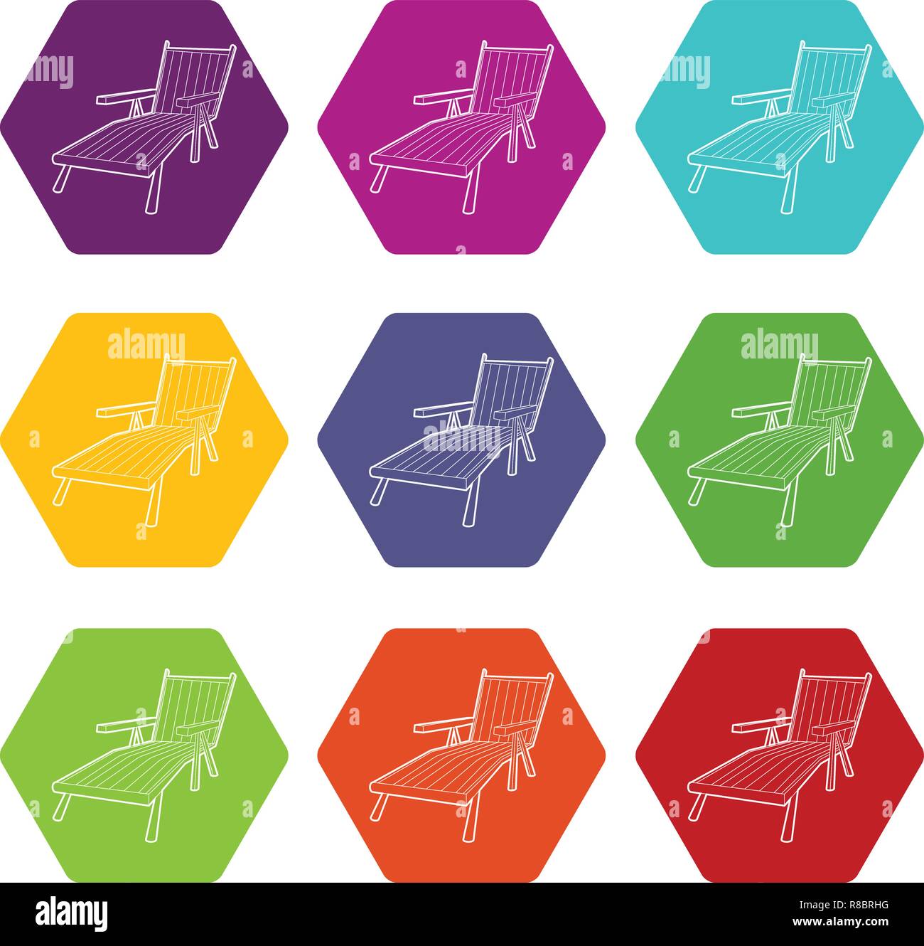 Beach chaise lounge icons set 9 vector Stock Vector